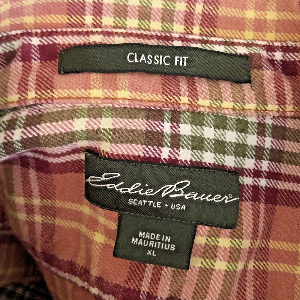 Eddie Bauer Woven Heavy Cotton Plaid Workwear Shirt Mens Sz XL Outdoors Gorpcore - Picture 14 of 14